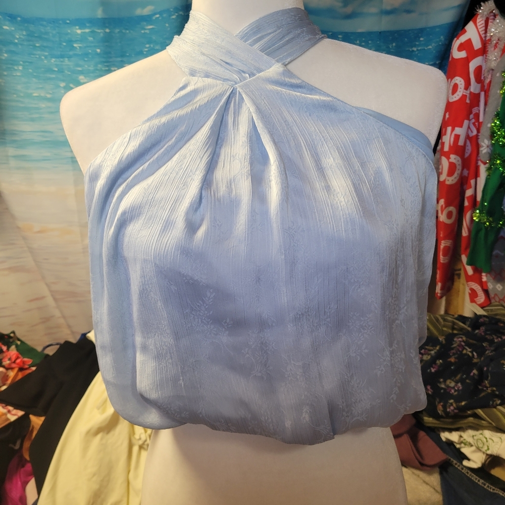 Trixxi NWOT Size Medium Blue Bubble Halter Top